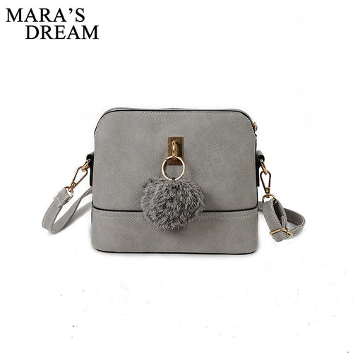 Mara's Dream Women Shoulder Bags Fashion Bag With Plush Ball Shell Women Small Messenger Crossbody Bag Ladies Zipper HandBags