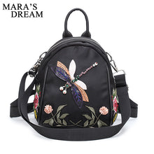 Load image into Gallery viewer, Mara's Dream 2018 Women Backpack New Handmade Embroidery Dragonfly Lady Backpack Fashion Designer 3D Diamond Women Shoulder Bag