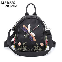 Load image into Gallery viewer, Mara's Dream 2018 Women Backpack New Handmade Embroidery Dragonfly Lady Backpack Fashion Designer 3D Diamond Women Shoulder Bag