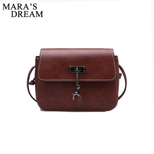 Mara's Dream Women Messenger Bag 2018 Vintage Small Leather Waterproof Handbag Vintage Casual Deer Metal Decorated Crossbody Bag