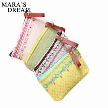 Load image into Gallery viewer, Mars&#39;s Dream Womens Coin Bag Canvas Zipper Printed Strip Floral Small Change Coin Purse Female Key Card Pouch Money Coin Holder