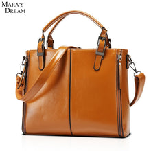 Load image into Gallery viewer, Mara's Dream Ladies Shoulder Bags Women PU Leather Black Solid Color Metal Double Zippers Big Capacity New Messenger Bags