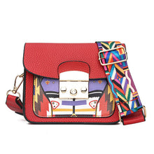 Load image into Gallery viewer, Mara's Dream Fashion Wide Shoulder Messenger Bag Summer PU Leather Patchwork Color Hasp Mini Flap Funny Bag Lady Clutch Handbags