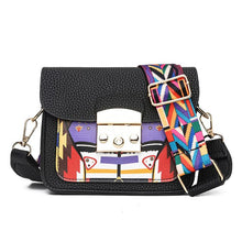 Load image into Gallery viewer, Mara's Dream Fashion Wide Shoulder Messenger Bag Summer PU Leather Patchwork Color Hasp Mini Flap Funny Bag Lady Clutch Handbags