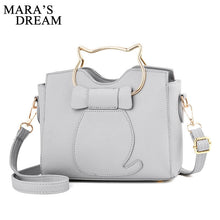 Load image into Gallery viewer, Mara&#39;s Dream Women Shoulder Bags Crossbody Handbag PU Leather Cute Cat Bag Solid Color New Metal Top-handle Bags Fashion Totes