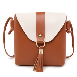 Mara's Dream 2019 New fashion Women PU Leather Handbags Solid Color Tassel Patchwork Shoulder Bag High Qulity Messenger Bag