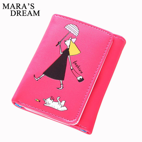 Mara'sDream Women Wallets Short Hasp Printed Cartoon Coin Pocket Letter Hasp Small Purse Ladies Famous Brand Fashion Mini Bags